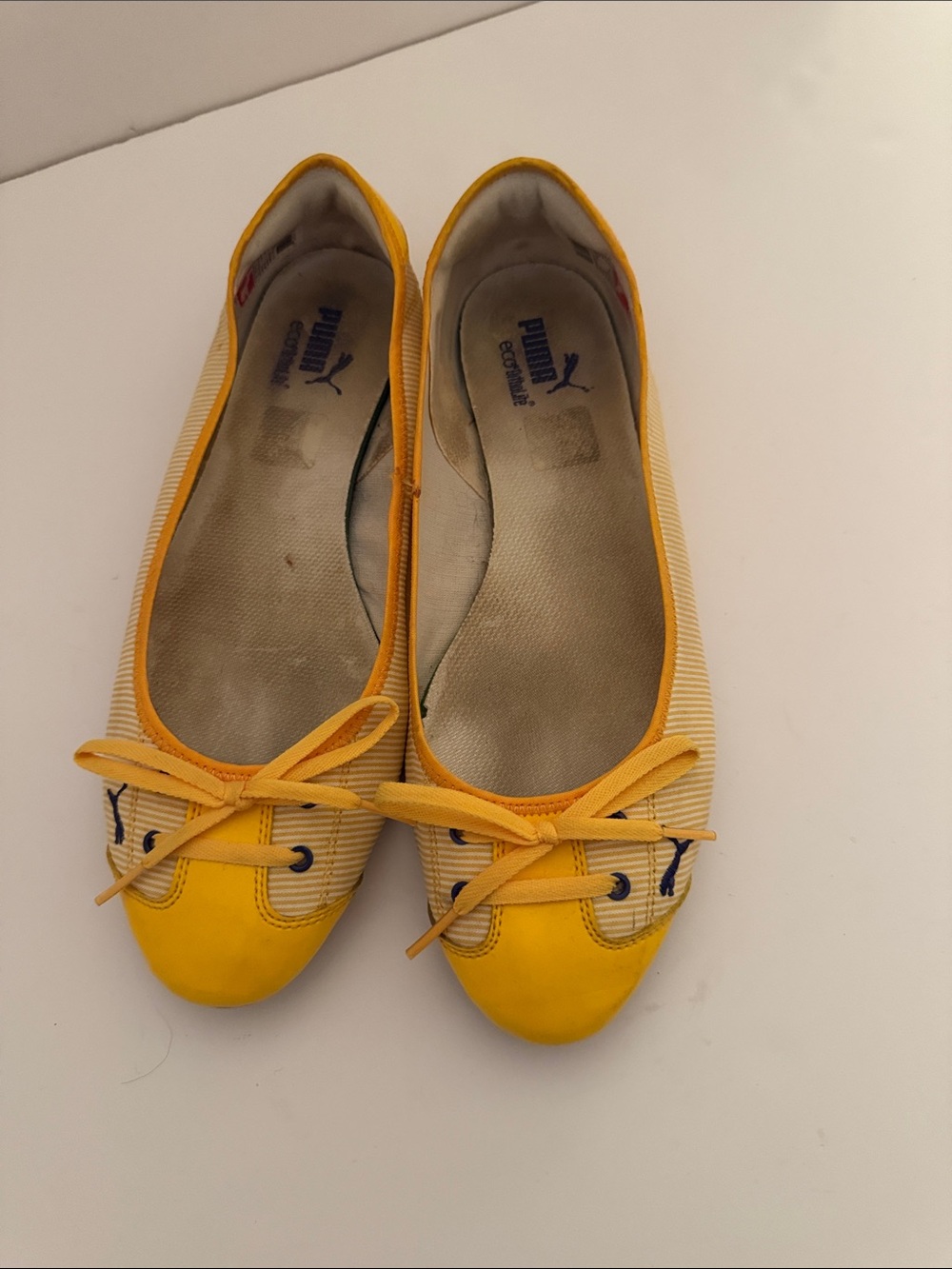 Puma Yellow and Cream Women's Bow-Front Ballet Flats
